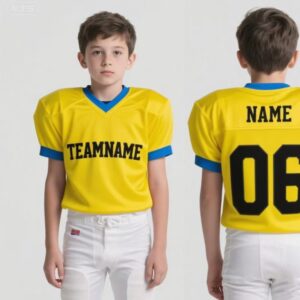 26-27 OEM Support Yellow Blue White American Football Uniform S-5XL