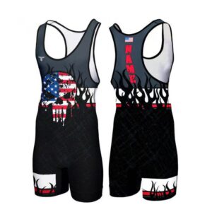 OEM Black USA Flag Wrestling Singlet