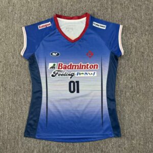 26-27 OEM Support Blue Red White Badminton Shirt S-5XL