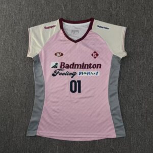 26-27 OEM Support Pink White Gray Badminton Shirt S-5XL