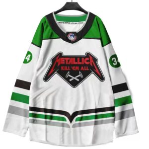 OEM White Green Long Sleeve Ice Hockey Jersey