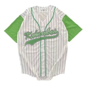 OEM Custom White Green Pinstripe Baseball Jersey