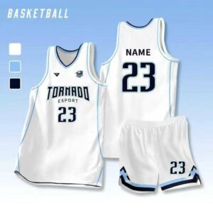 White Navy Basketball Jersey Shorts Set OEM