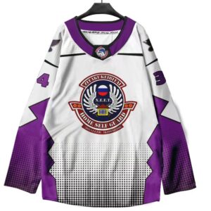 OEM White Purple Long Sleeve Ice Hockey Jersey